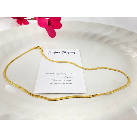 Stainless Steel 18k Gold Plated Herringbone Snake Chain Necklace - Picture 6 of 11